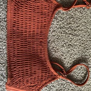 Brown Textured Bikini Swimwear
